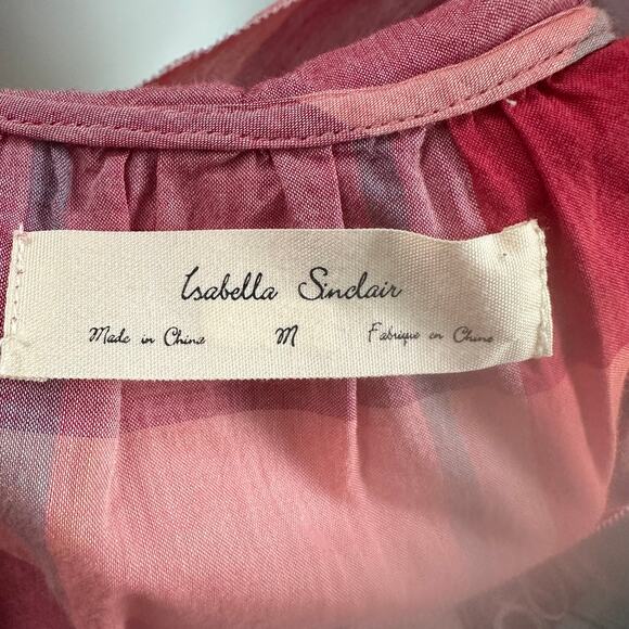 Isabella Sinclair Anthro Andover Cottage Camp Red Plaid Blouse Medium - Picture 10 of 11